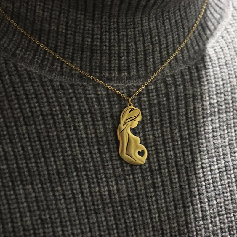 Mother And Child Hugging Family Of Three Pendant Necklace Stainless Steel Chain Mother's Day Gift  For Women Family Jewelry