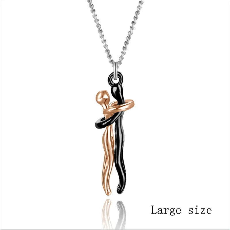 Couple Necklace Men and Women Embrace Lovers Forever Together Pendant Wedding Anniversary Mother's Day Jewelry Necklaces Gift