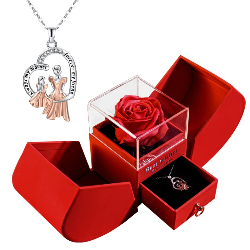 Valentine's Day Jewelry Pendant Necklace /w Soap Forever Rose Gift Box Mother's Day Necklace Jewelry Gifts for Girlfriend Women