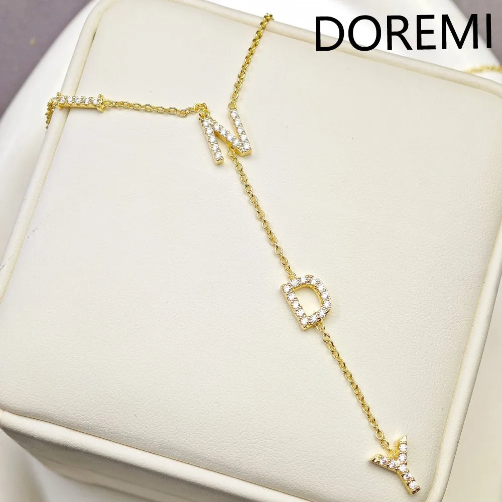 DOREMI Custom 9mm Full Zircon Letter Y Necklace Personalized Lariat Design Mother's Day Gift With Gift box Women's Necklace