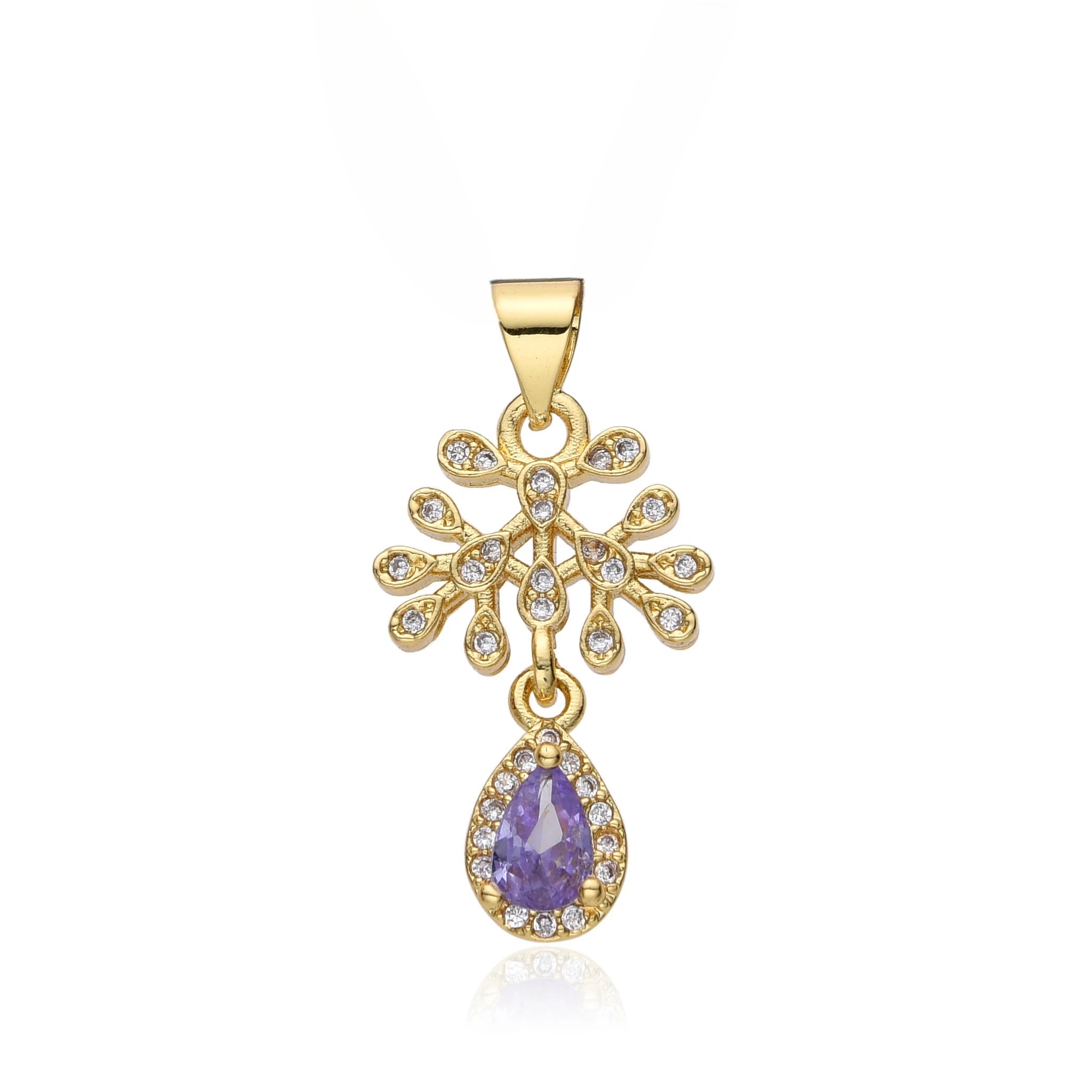 Mother's Day Gift Gold Plated Multicolor Zirconia Tree of Life Heart Charms Minimalist Family Necklace Peace Jewelry Pendant