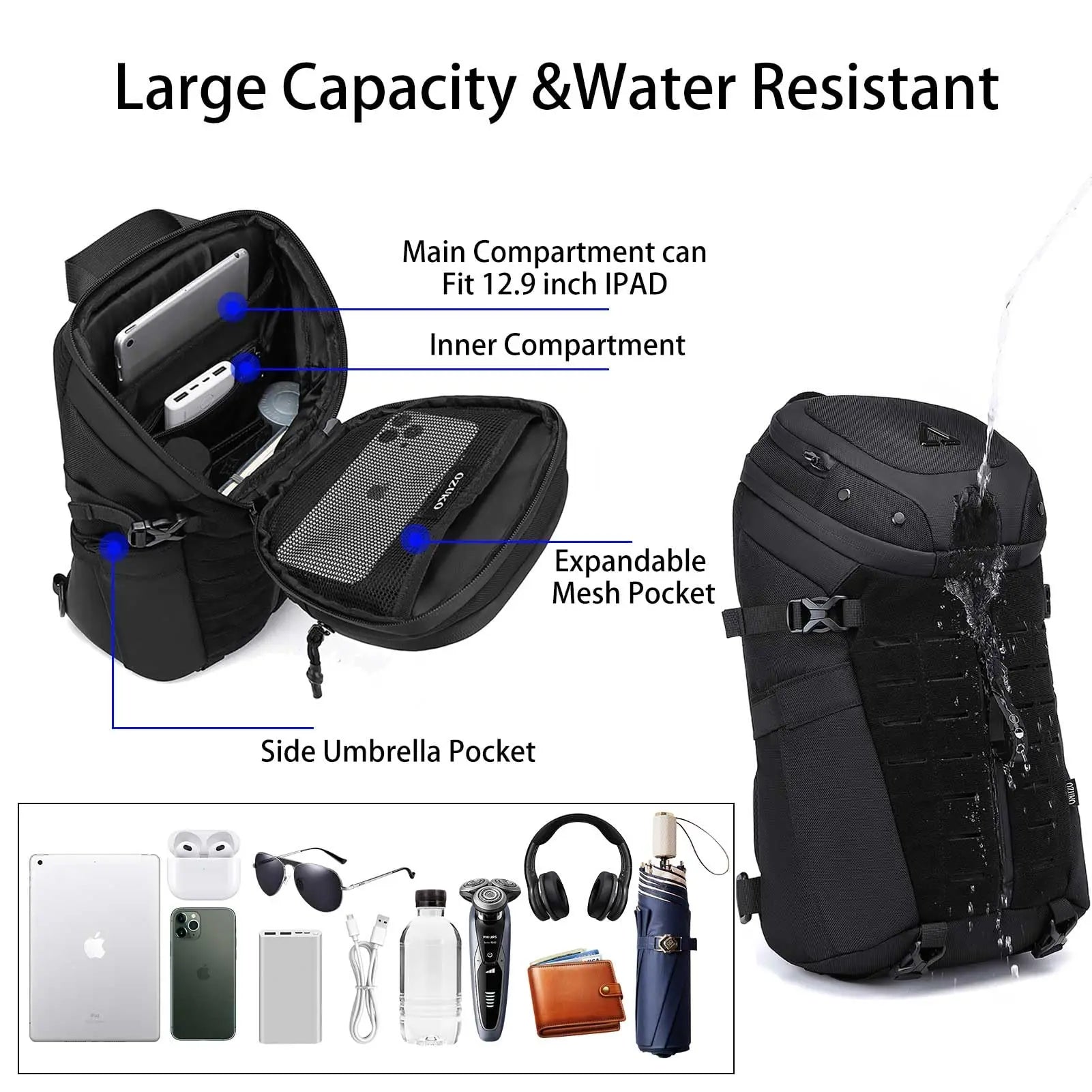 Anti Theft Sling Bag Shoulder Crossbody Backpack Waterproof Chest Bag with USB Charging Port Lightweight Casual Daypack
