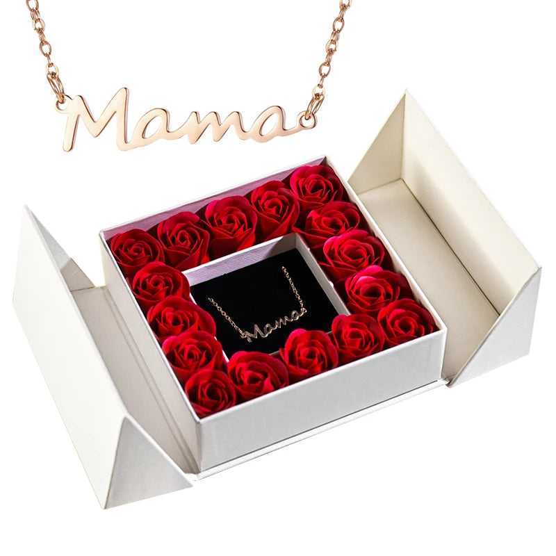 Gifts for Women Jewelry Pendant Necklace /w Soap Eternal Rose Gift Box Mother's Day Necklace Jewelry Wedding Anniversary Gifts