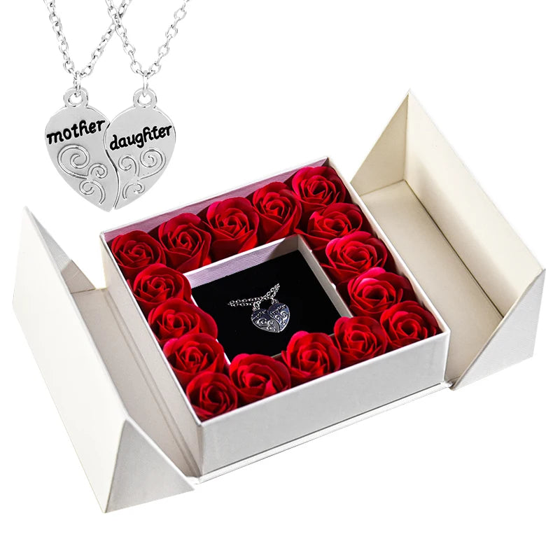 Gifts for Women Jewelry Pendant Necklace /w Soap Eternal Rose Gift Box Mother's Day Necklace Jewelry Wedding Anniversary Gifts
