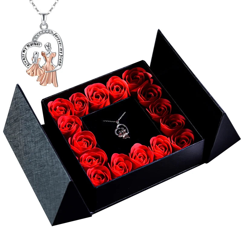 Gifts for Women Jewelry Pendant Necklace /w Soap Eternal Rose Gift Box Mother's Day Necklace Jewelry Wedding Anniversary Gifts