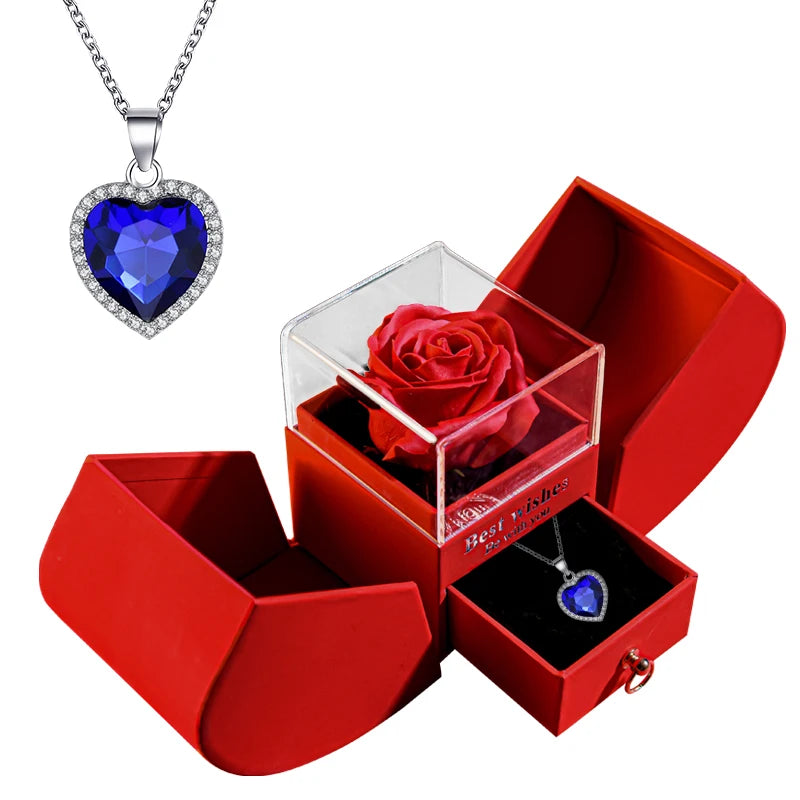 Valentine's Day Jewelry Pendant Necklace /w Soap Forever Rose Gift Box Mother's Day Necklace Jewelry Gifts for Girlfriend Women