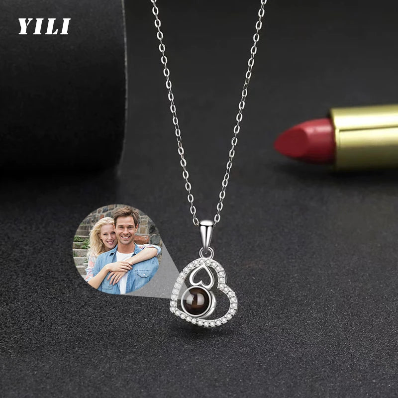 Personalized Photo Necklace Projection Necklace with Picture Inside Custom Picture Necklace Mothers Day Photo Gifts for Mom Wife