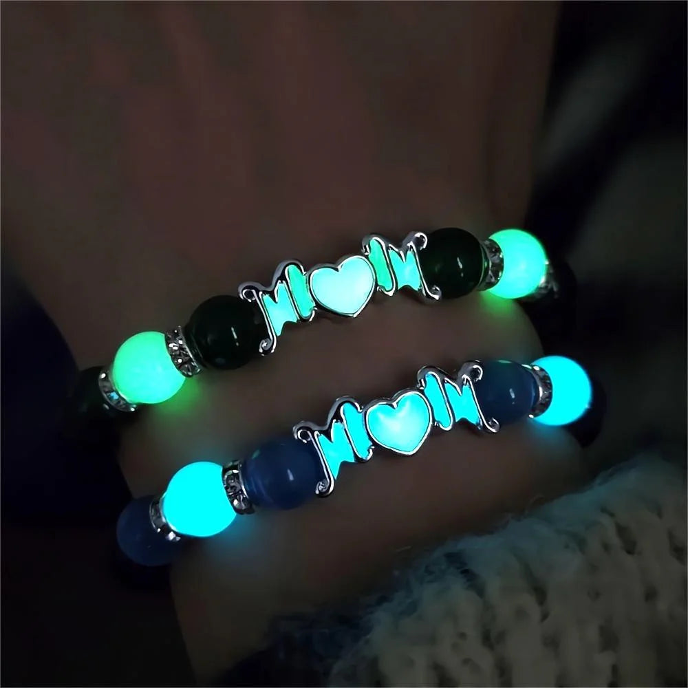 Mother'S Day Love Night Light Bracelet Fashion Glow In The Dark Beaded Bracelets For Women Mom Jewelry Gift 2025 New