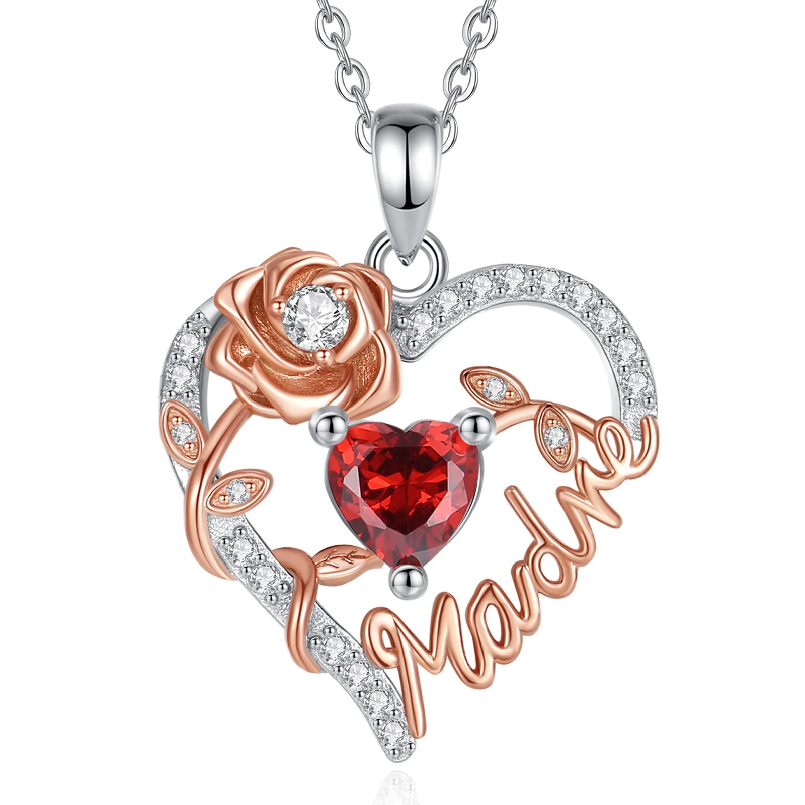 Eudora 925 Sterling Silver Mother Necklace Mamma Mutter maman Heart Zircon Pendant Mom Jewelry with Box Birthday Mother Day Gift