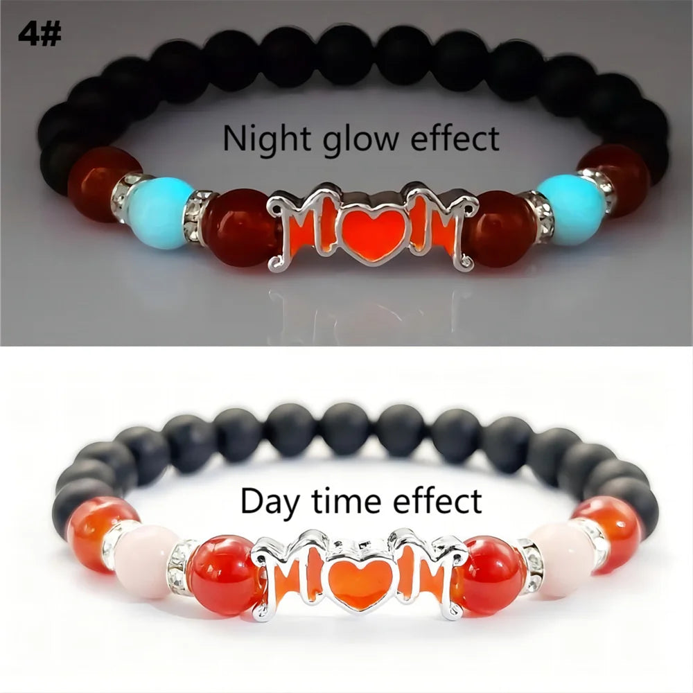Mother'S Day Love Night Light Bracelet Fashion Glow In The Dark Beaded Bracelets For Women Mom Jewelry Gift 2025 New