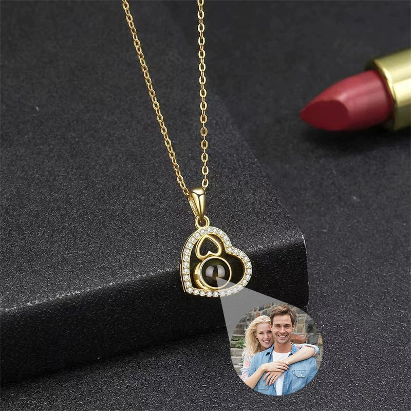 Personalized Photo Necklace Projection Necklace with Picture Inside Custom Picture Necklace Mothers Day Photo Gifts for Mom Wife
