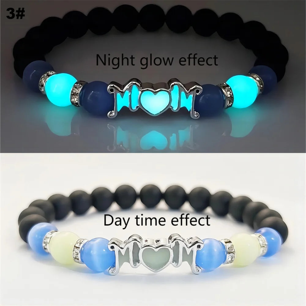 Mother'S Day Love Night Light Bracelet Fashion Glow In The Dark Beaded Bracelets For Women Mom Jewelry Gift 2025 New