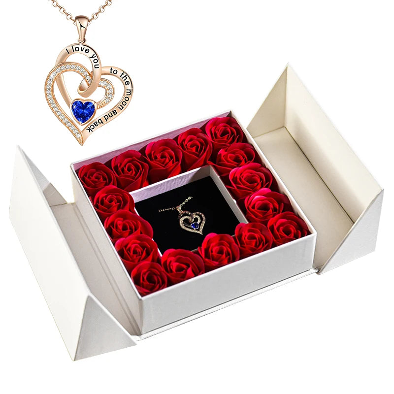 Gifts for Women Jewelry Pendant Necklace /w Soap Eternal Rose Gift Box Mother's Day Necklace Jewelry Wedding Anniversary Gifts