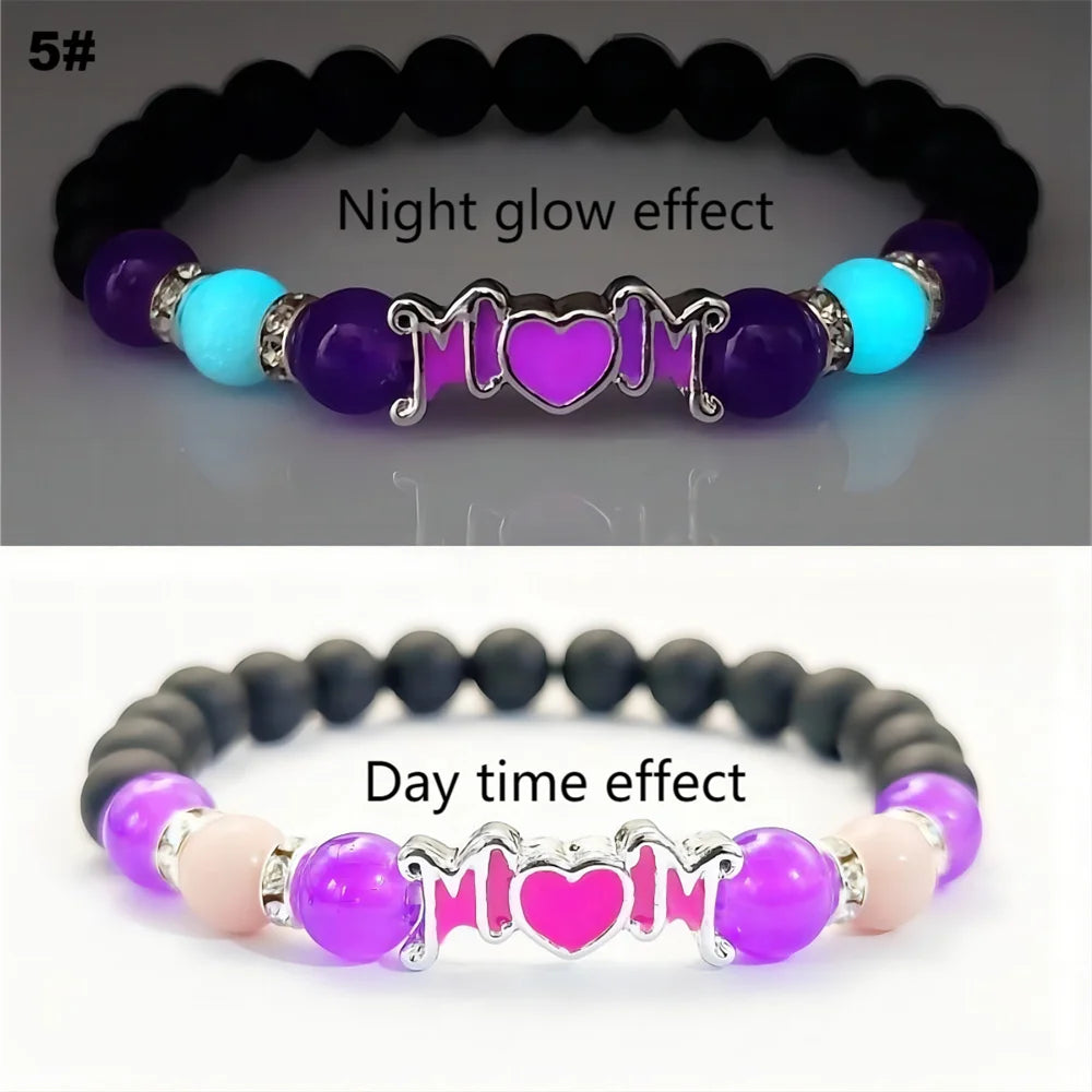 Mother'S Day Love Night Light Bracelet Fashion Glow In The Dark Beaded Bracelets For Women Mom Jewelry Gift 2025 New