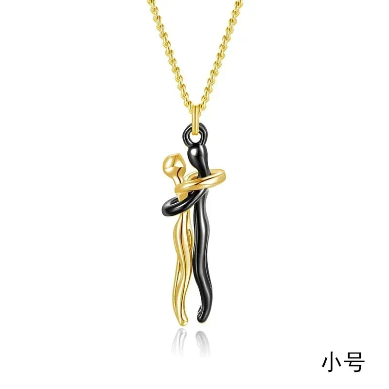 Couple Necklace Men and Women Embrace Lovers Forever Together Pendant Wedding Anniversary Mother's Day Jewelry Necklaces Gift