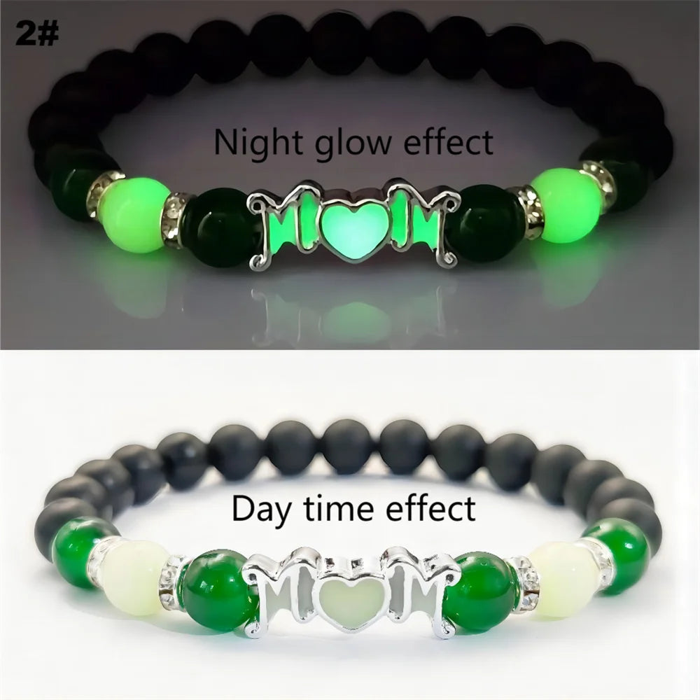 Mother'S Day Love Night Light Bracelet Fashion Glow In The Dark Beaded Bracelets For Women Mom Jewelry Gift 2025 New