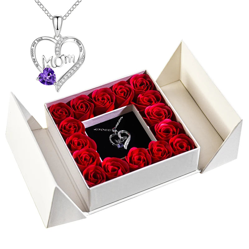 Gifts for Women Jewelry Pendant Necklace /w Soap Eternal Rose Gift Box Mother's Day Necklace Jewelry Wedding Anniversary Gifts
