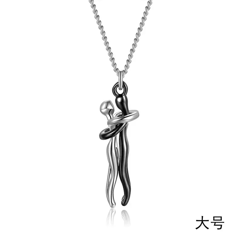 Couple Necklace Men and Women Embrace Lovers Forever Together Pendant Wedding Anniversary Mother's Day Jewelry Necklaces Gift