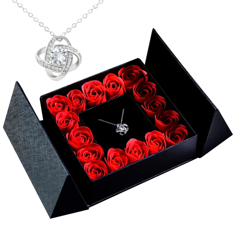 Gifts for Women Jewelry Pendant Necklace /w Soap Eternal Rose Gift Box Mother's Day Necklace Jewelry Wedding Anniversary Gifts