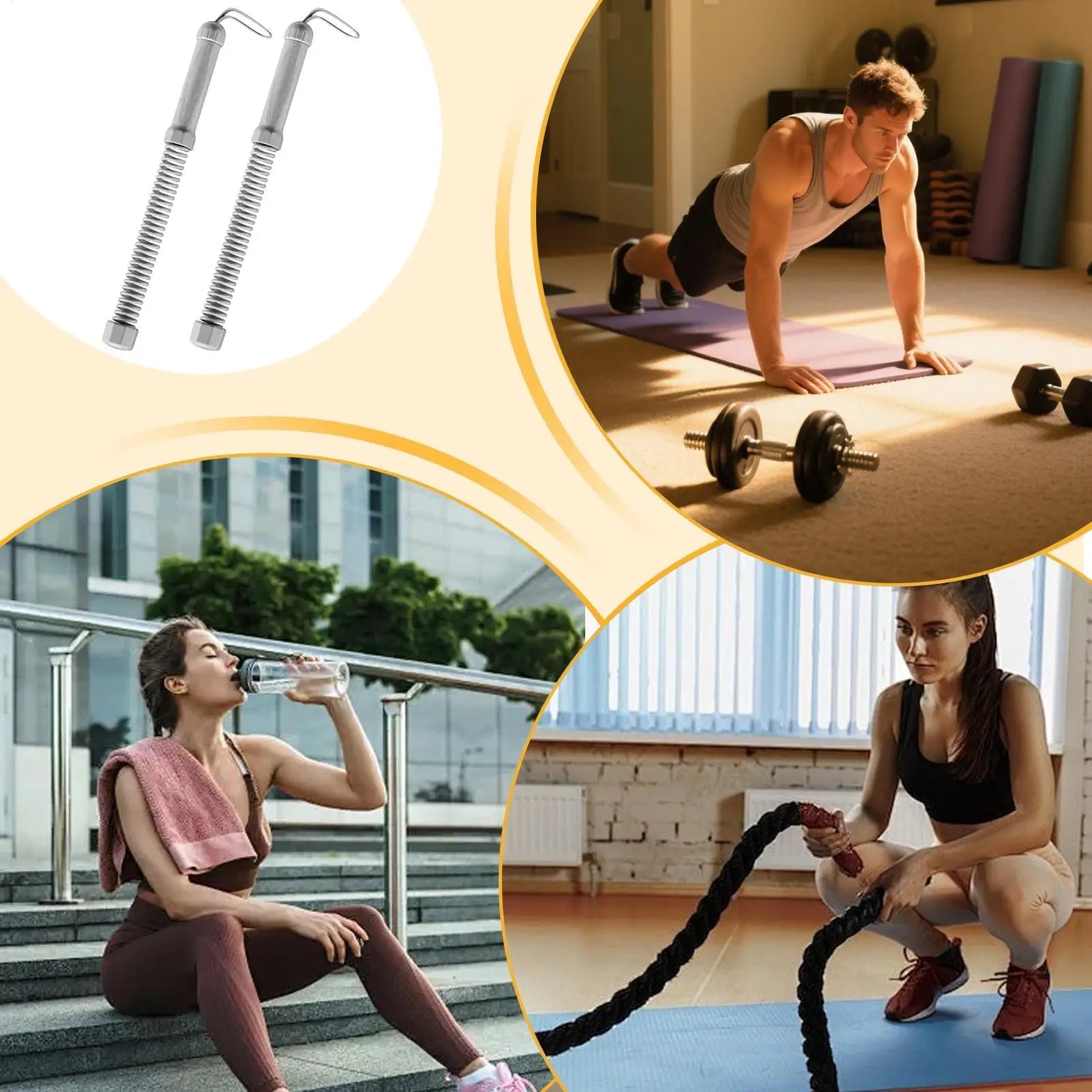 Battle Ropes 2 Pieces Rope Workout Anti-Knot Cordless Fitness Strap Shock-Absorbent Non-Slip Compact for Men Women Sports Home