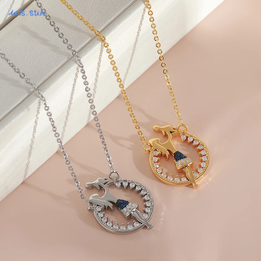 MHS.SUN Delicate Mother Baby Pendant Necklace With Card Fashion Mom Daughter Son Family Clavicle Chain Jewelry Mother's Day Gift