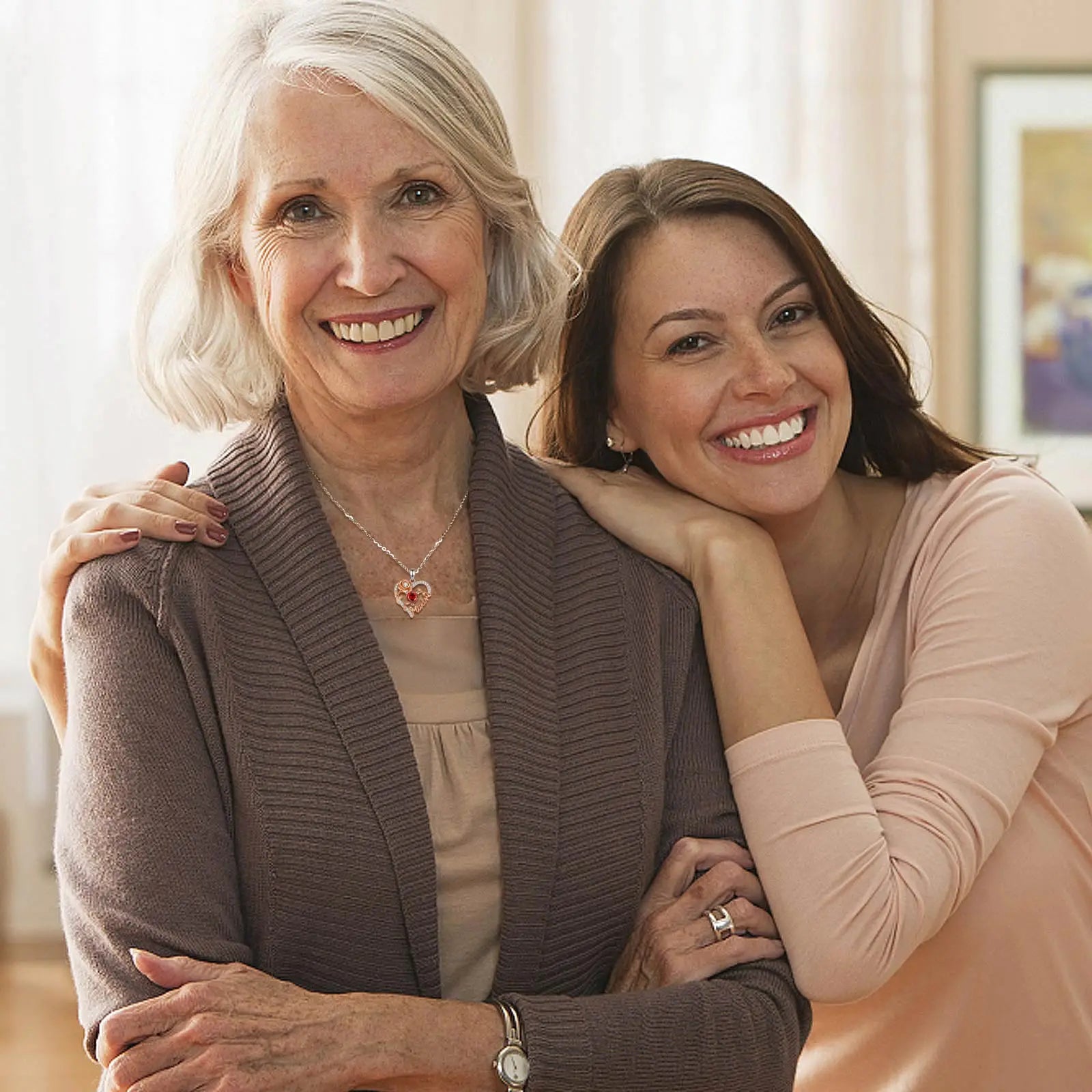 Eudora 925 Sterling Silver Mother Necklace Mamma Mutter maman Heart Zircon Pendant Mom Jewelry with Box Birthday Mother Day Gift