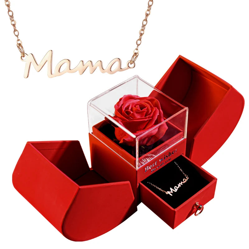 Valentine's Day Jewelry Pendant Necklace /w Soap Forever Rose Gift Box Mother's Day Necklace Jewelry Gifts for Girlfriend Women