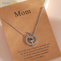 MHS.SUN Delicate Mother Baby Pendant Necklace With Card Fashion Mom Daughter Son Family Clavicle Chain Jewelry Mother's Day Gift