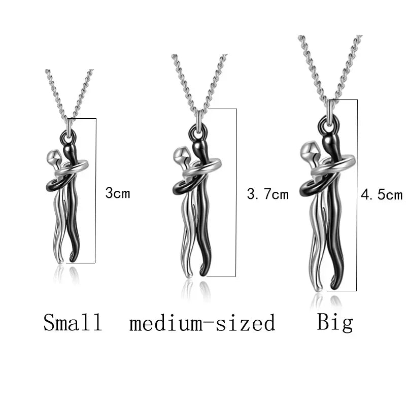Couple Necklace Men and Women Embrace Lovers Forever Together Pendant Wedding Anniversary Mother's Day Jewelry Necklaces Gift