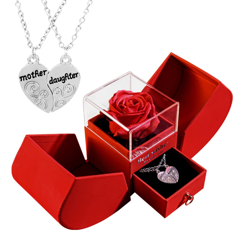 Valentine's Day Jewelry Pendant Necklace /w Soap Forever Rose Gift Box Mother's Day Necklace Jewelry Gifts for Girlfriend Women